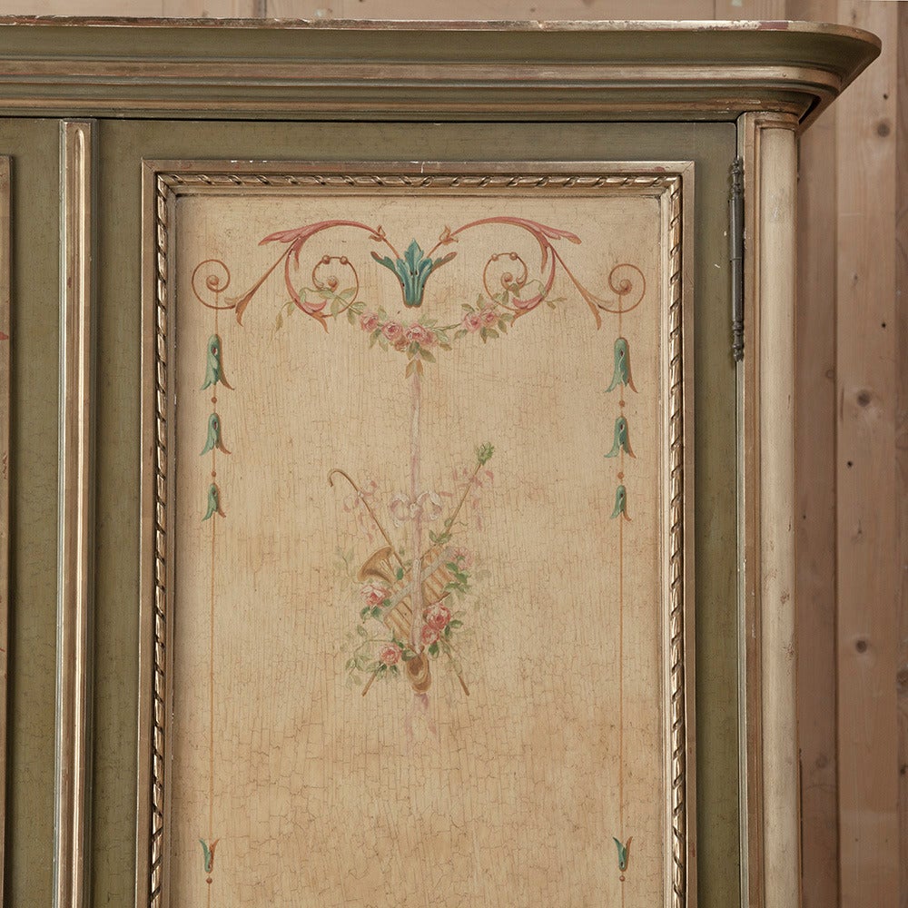 Neoclassical 19th Century French Louis XVI Painted Walnut Armoire by David Freres of Marseill