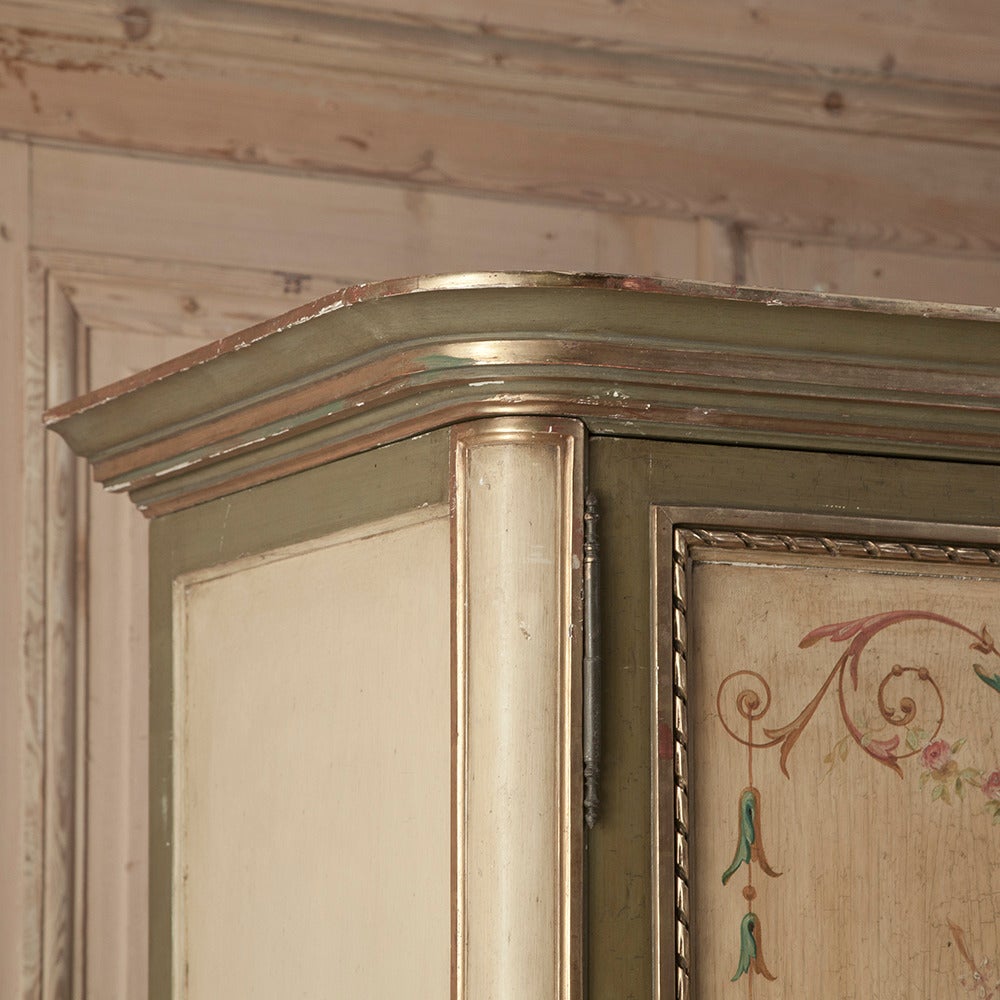19th Century French Louis XVI Painted Walnut Armoire by David Freres of Marseill In Excellent Condition In Dallas, TX