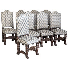 Set of 8 Antique Renaissance Style Chairs