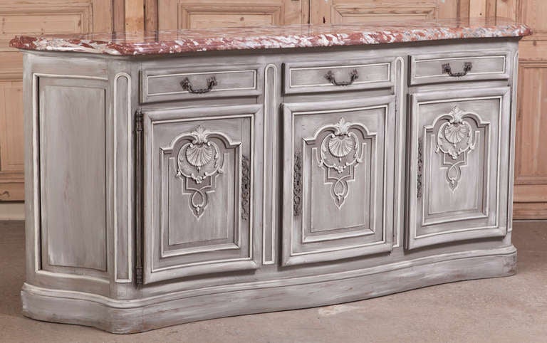 Louis XIV Painted Marble Top Buffet