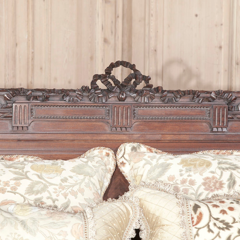 Hand-Carved Antique French Queen-Size Bed by Bellanger of Paris