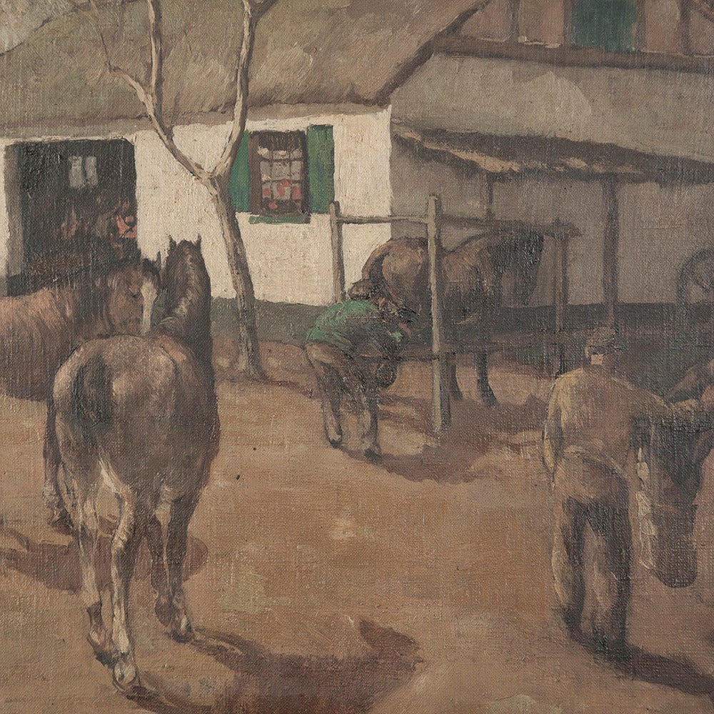 Painted Painting of Horse Ranch by Piet Landkroon