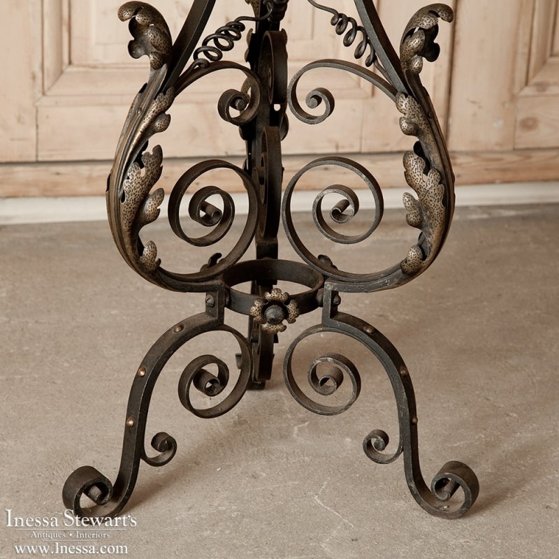 Copper Jardiniere on Wrought Iron Stand In Excellent Condition In Dallas, TX