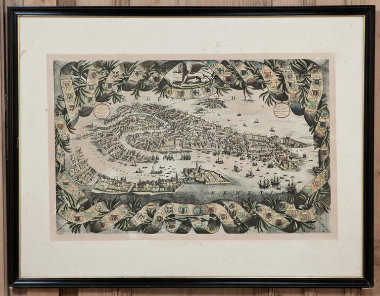 Antique Framed Lithograph of Venice