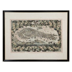 Antique Framed Lithograph of Venice