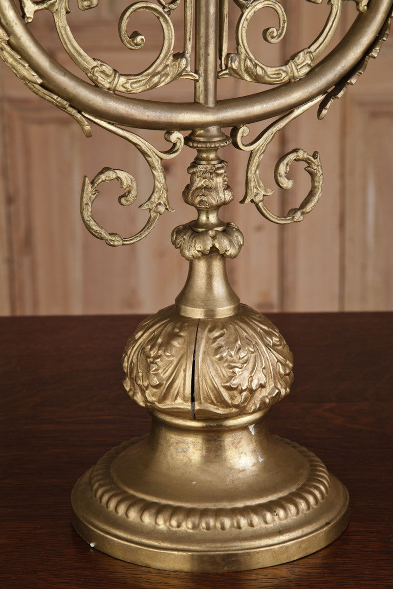 19th Century Pair Antique Louis XIV Brass Candelabra