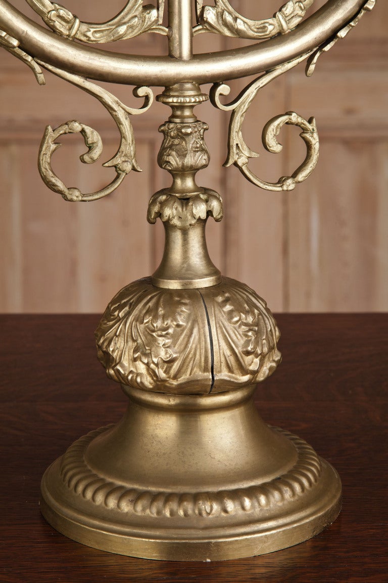Pair Antique Louis XIV Brass Candelabra 2