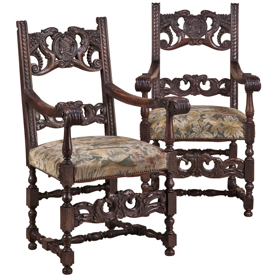 Pair Antique Italian Renaissance Chairs at 1stDibs