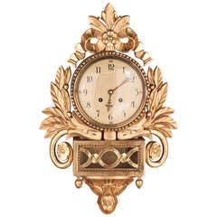 Antique Giltwood Swedish Wall Clock