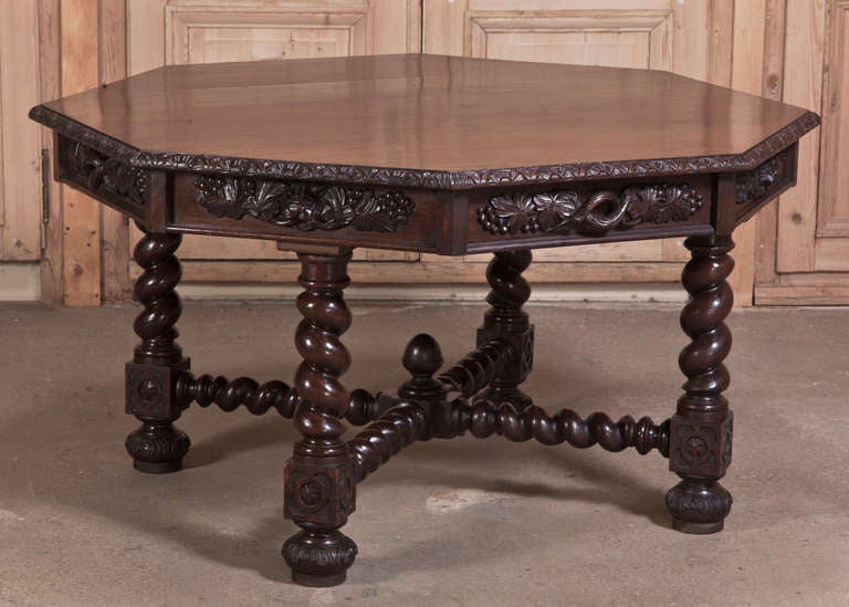 Antique Renaissance Style Octagonal Table