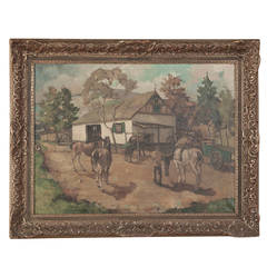 Painting of Horse Ranch by Piet Landkroon
