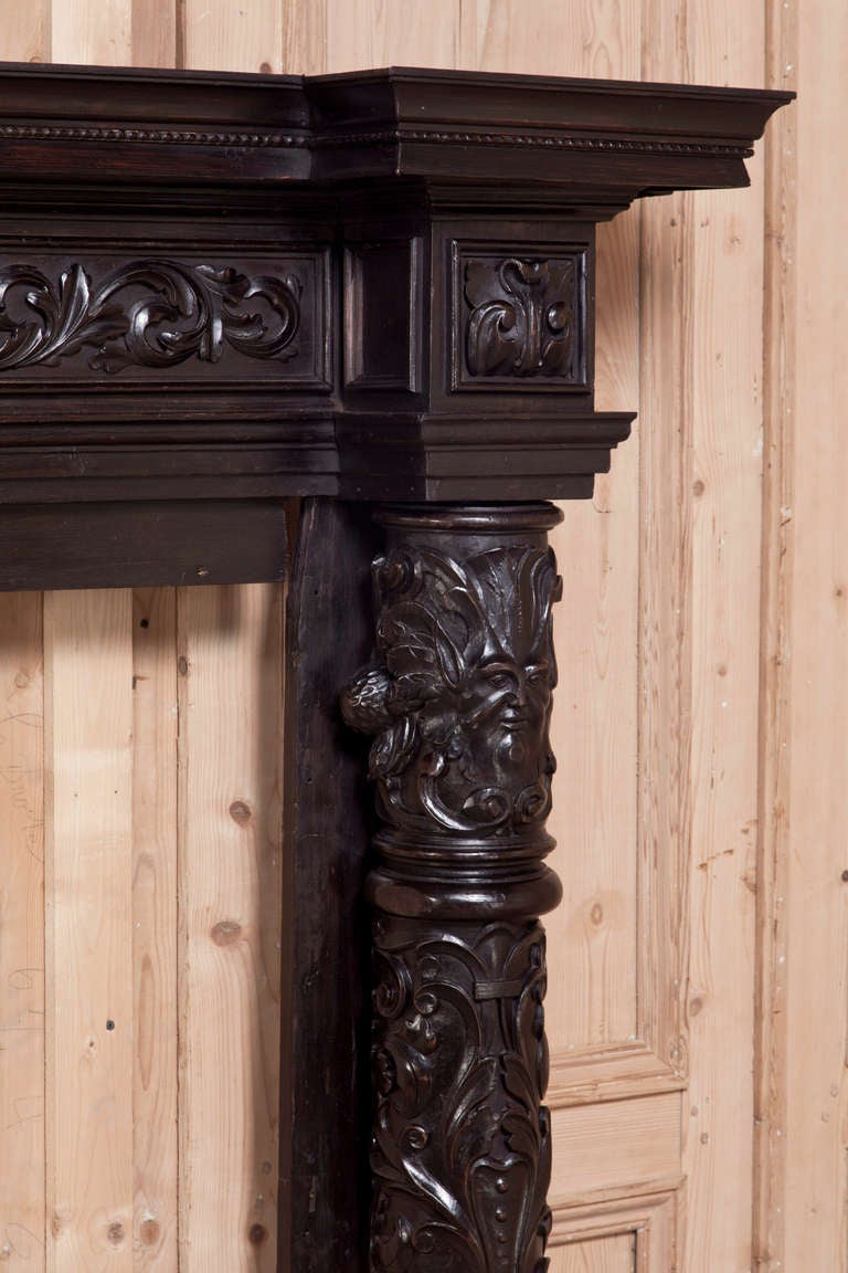 19th Century Antique Italian Baroque Fireplace Mantel Surround