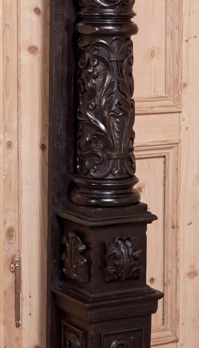 Oak Antique Italian Baroque Fireplace Mantel Surround