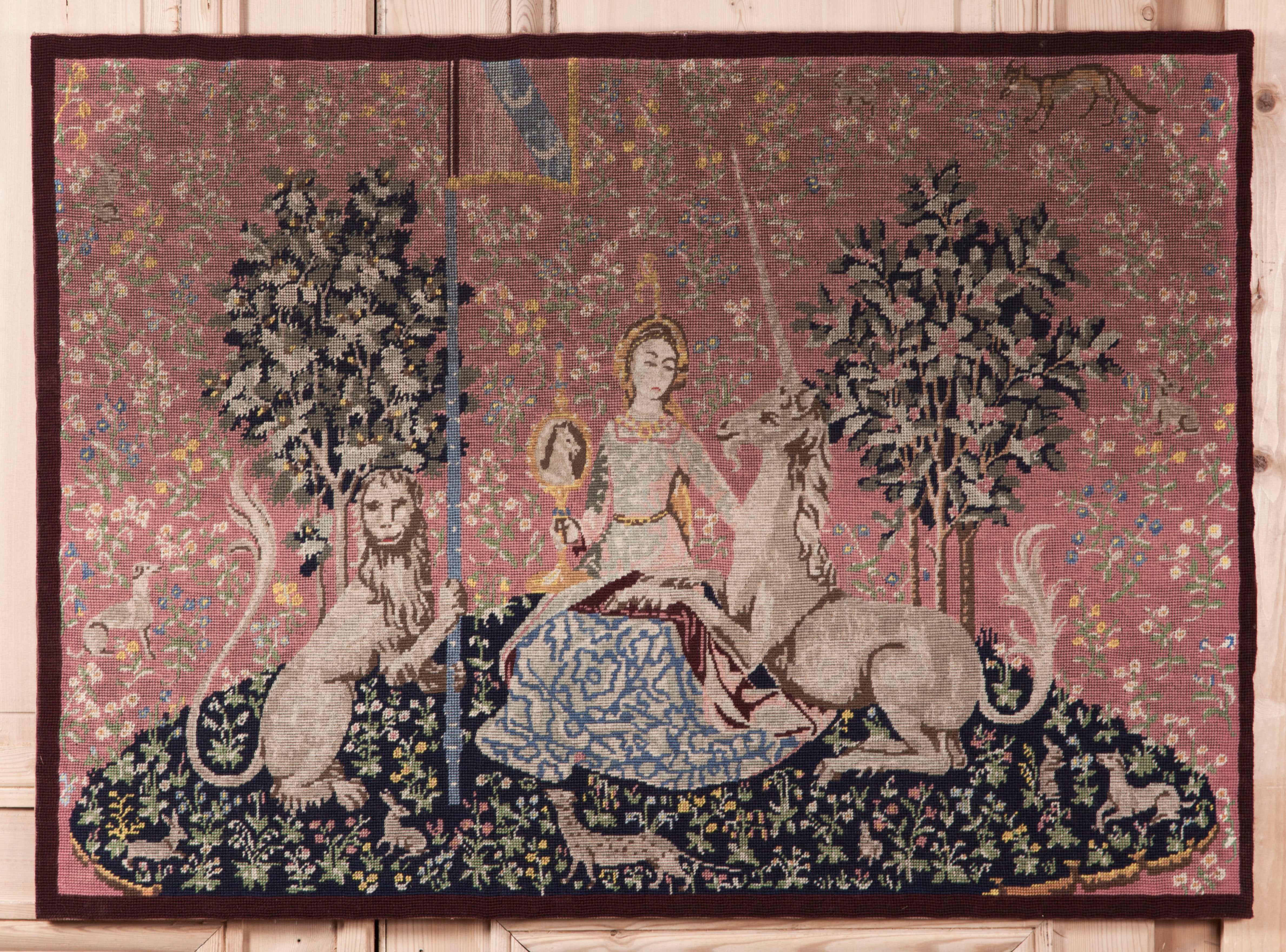 Antique Framed Needlepoint Tapestry