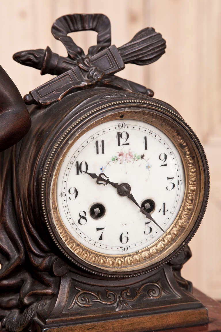 Antique French Louis XVI Mantel Clock In Excellent Condition In Dallas, TX