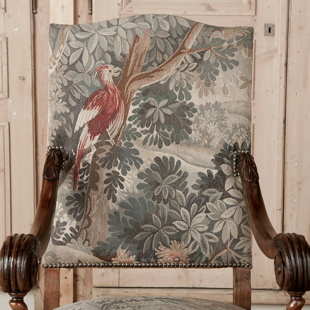 Pair of 19th Century French Louis XIII Tapestry Armchairs 5