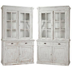 Antique PAIR 19th Century Painted Pharmacy Bookcases
