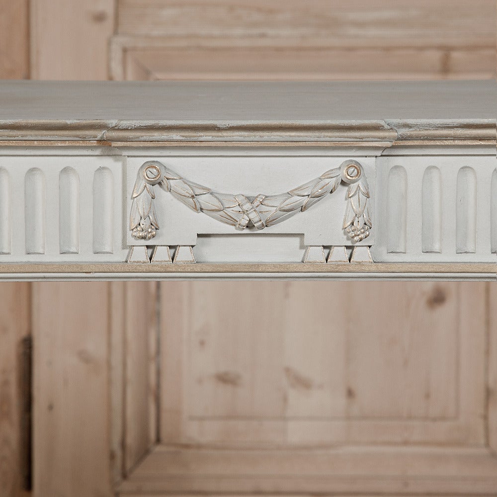 Hand-Carved Louis XVI Painted Console Table