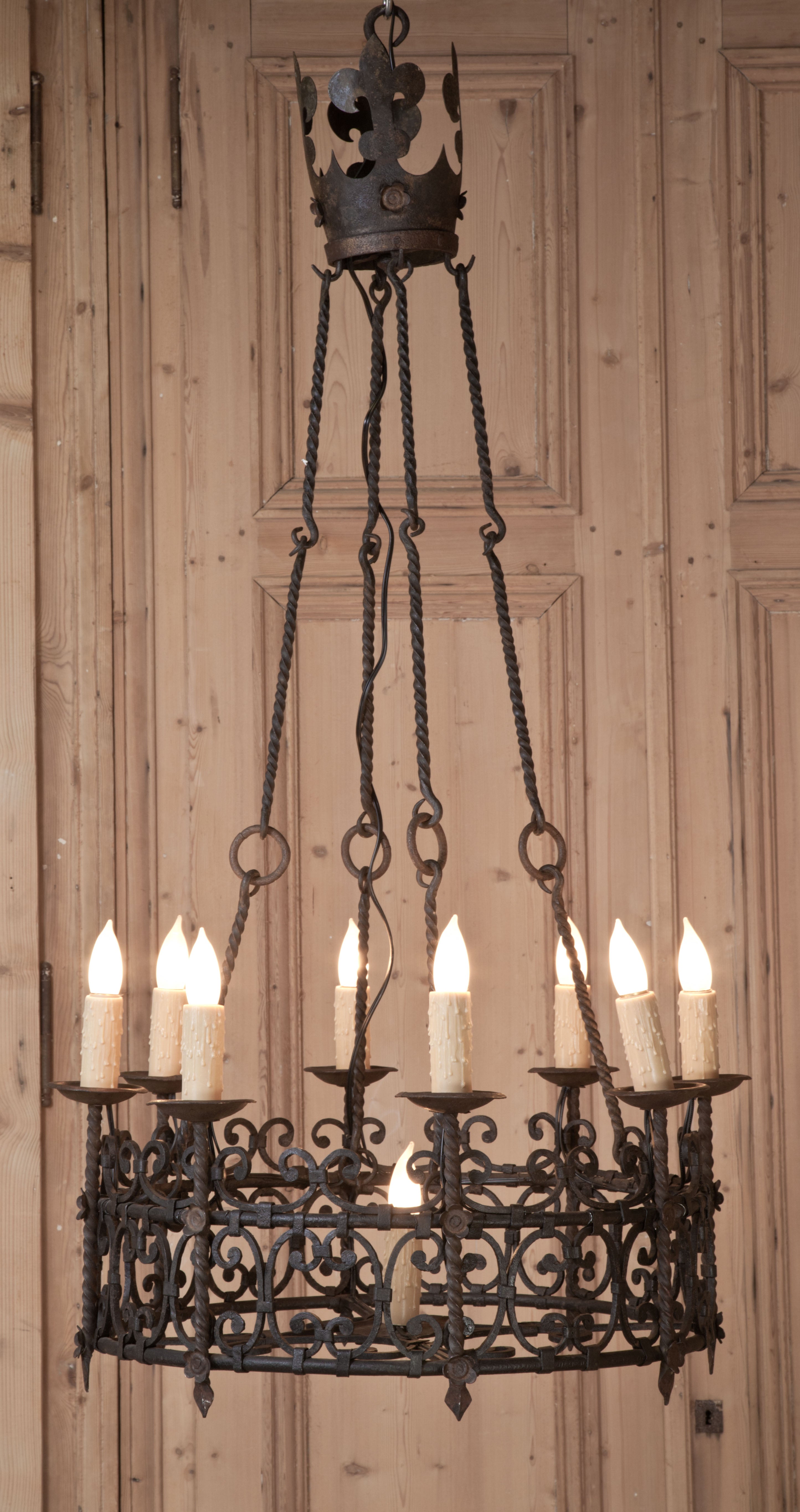 Vintage Country French Wrought Iron Chandelier