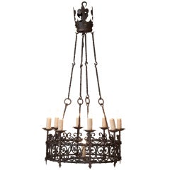 Vintage Country French Wrought Iron Chandelier 