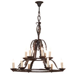 Vintage Wrought Iron Provincial Chandelier