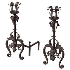 Pair Used Wrought Iron Andirons