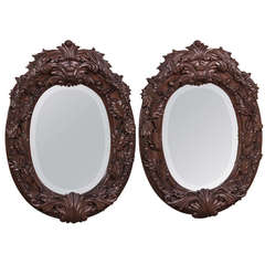 Pair Antique Carved Mirrors