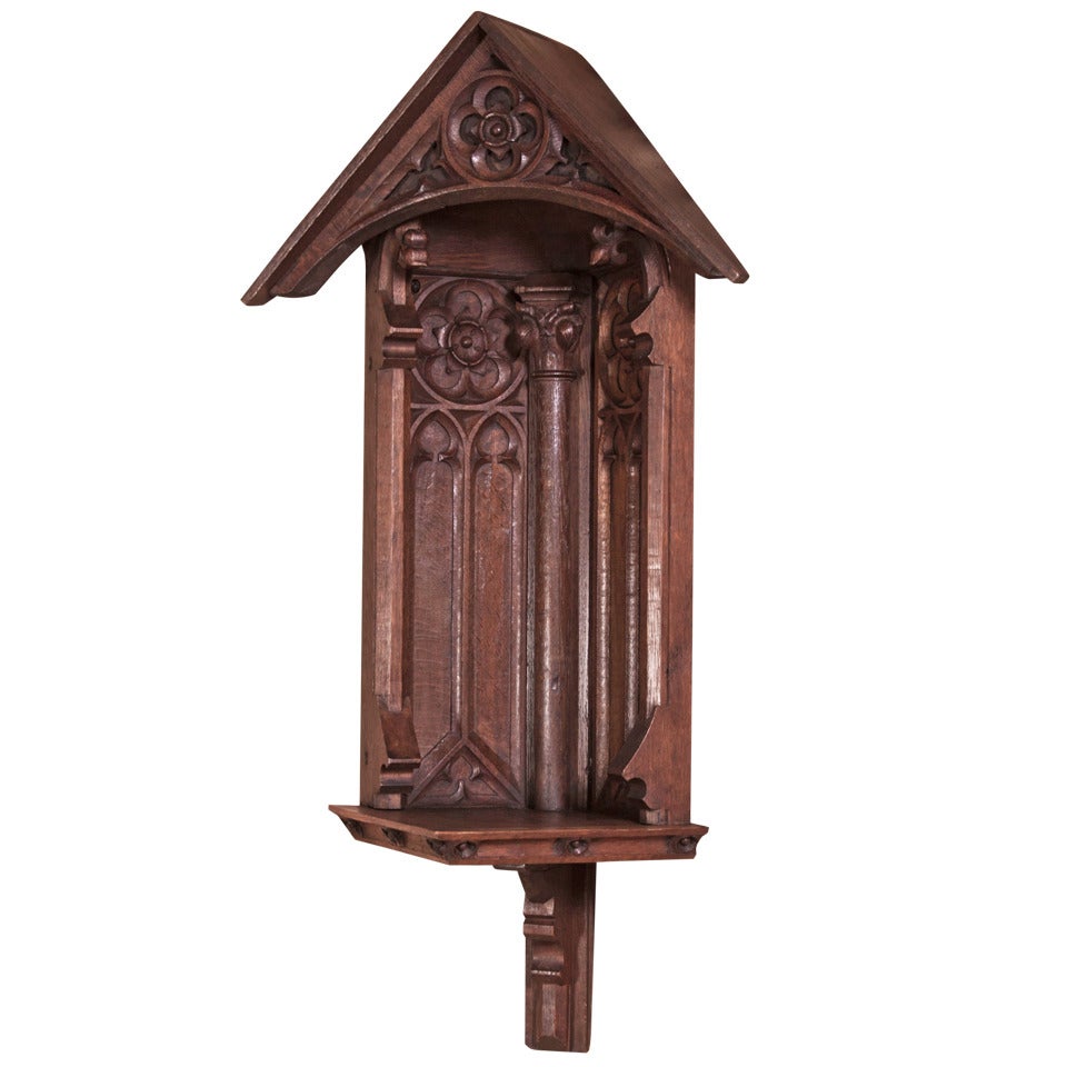 Antique French Gothic Corner Shrine