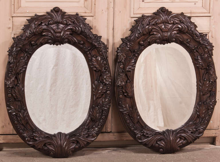 Pair Antique Carved Mirrors