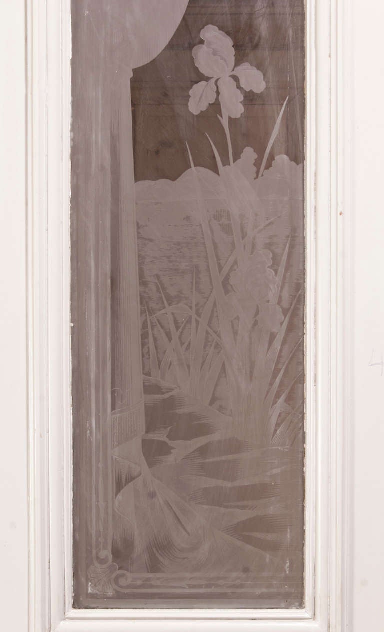 19th Century Set of Four Antique Doors with Etched Glass