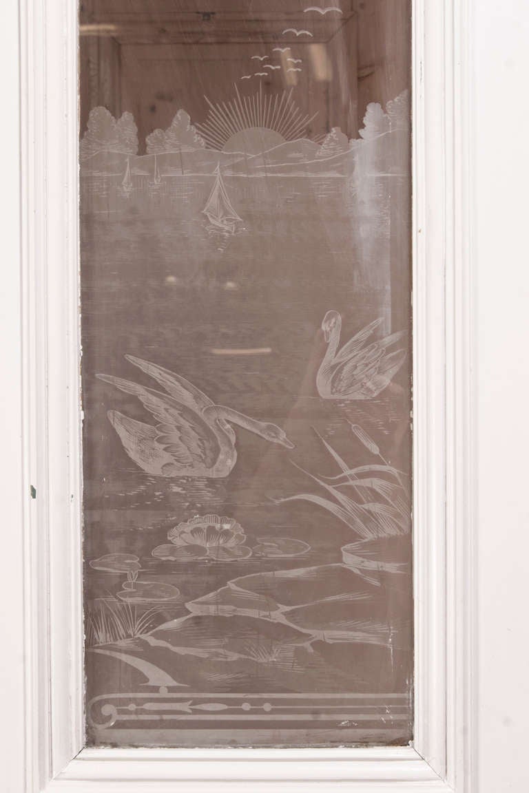 Set of Four Antique Doors with Etched Glass 1