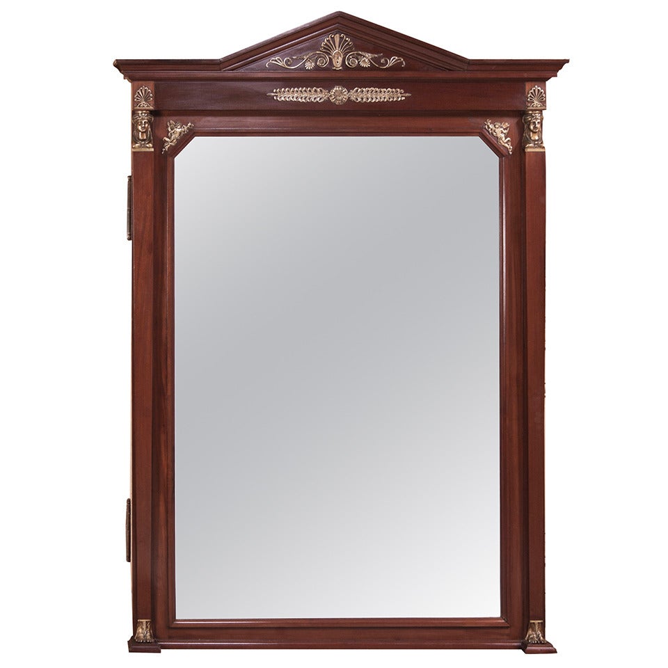 Antique French Empire Mahogany Mirror