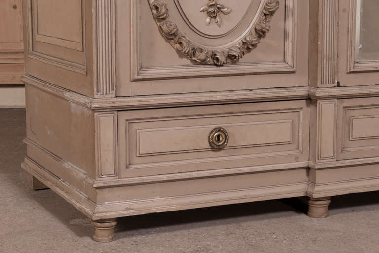 19th Century Antique French Louis XVI Painted Armoire