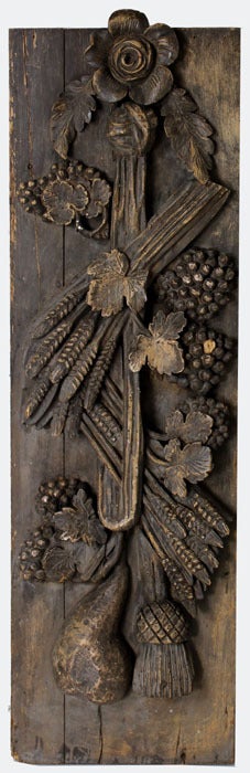 Pair Antique Carved Wood Wall Panels