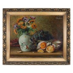 Antique Painting, Still Life oil on canvas by V. van Mierlo