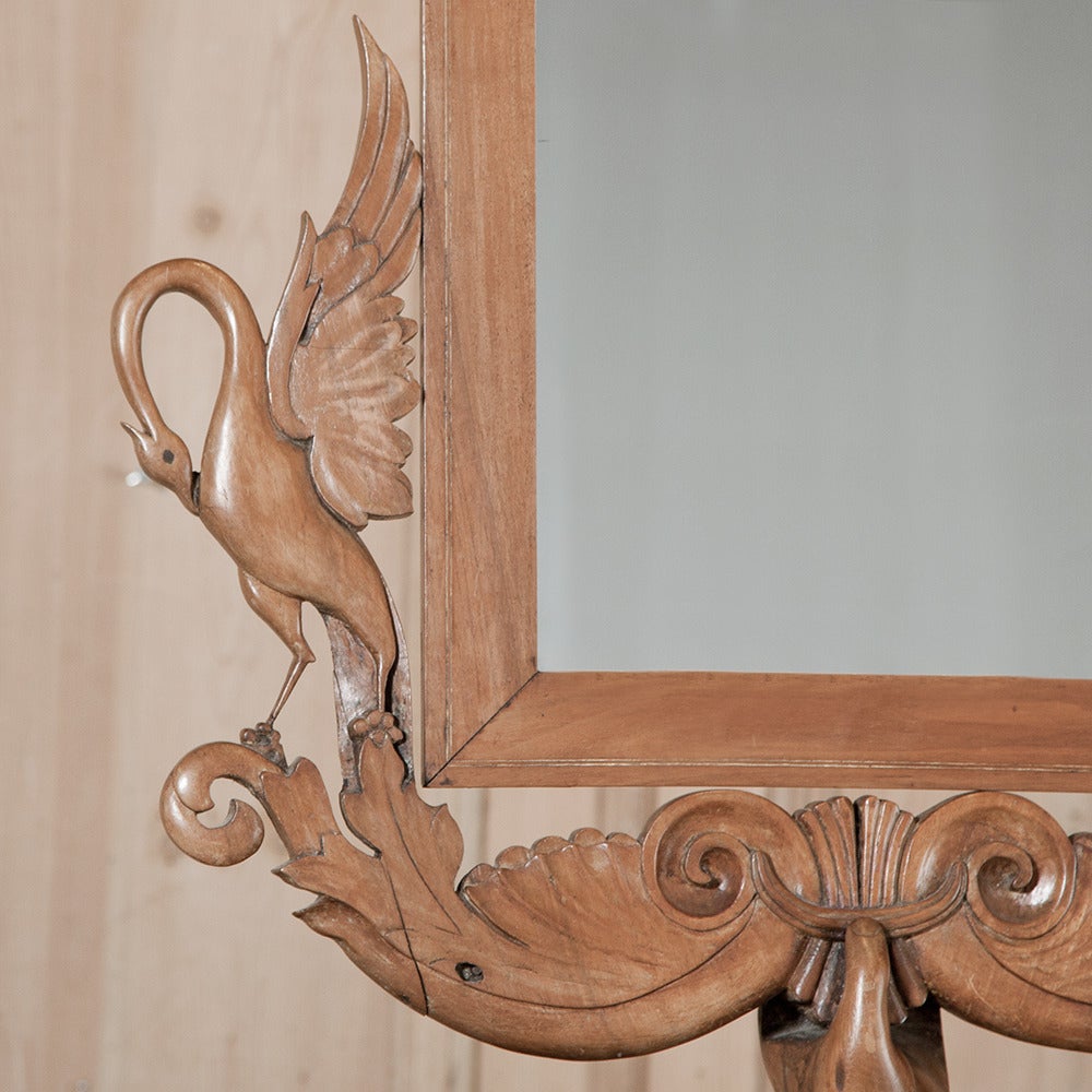 Italian Antique Handcrafted Apple Wood Vanity Mirror