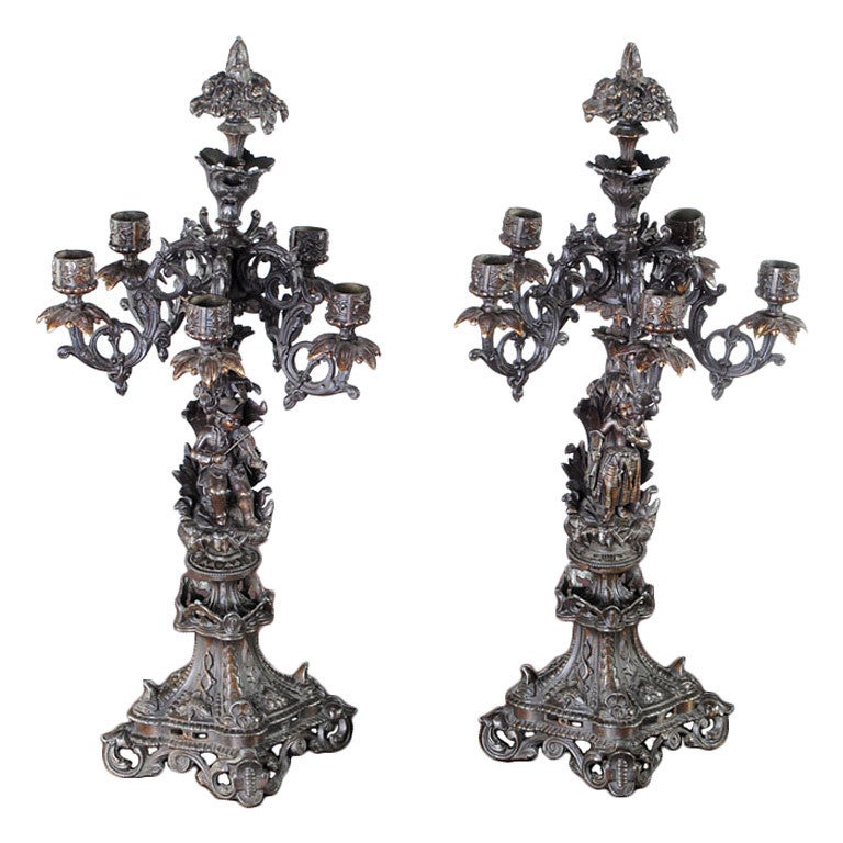 Pair 19th Century French Renaissance Candelabra ~ SATURDAY SALE ~