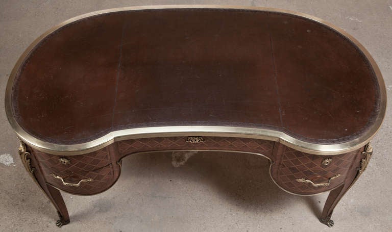 Antique Louis XVI Kidney Shaped Marquetry Desk 3