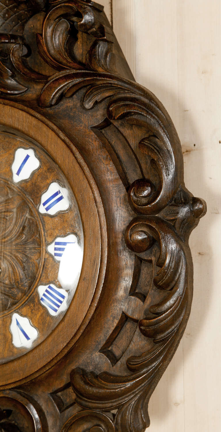 Hand-Carved 19th Century Renaissance Wall Clock