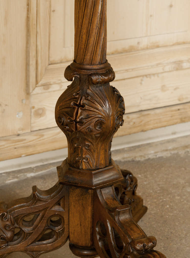 French Antique Gothic Walnut End Table