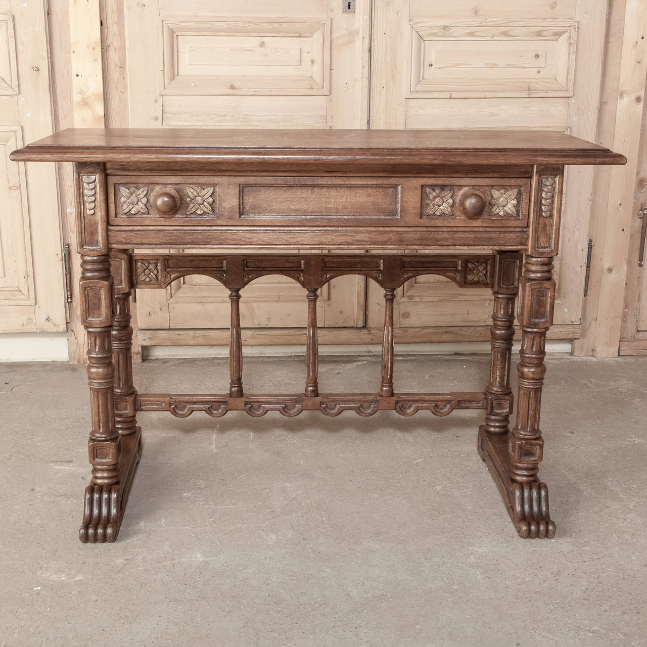 Early 20th Century Vintage Rustic Renaissance Writing/Sofa Table