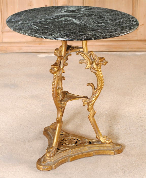 Antique Renaissance Cast Iron & Marble Table