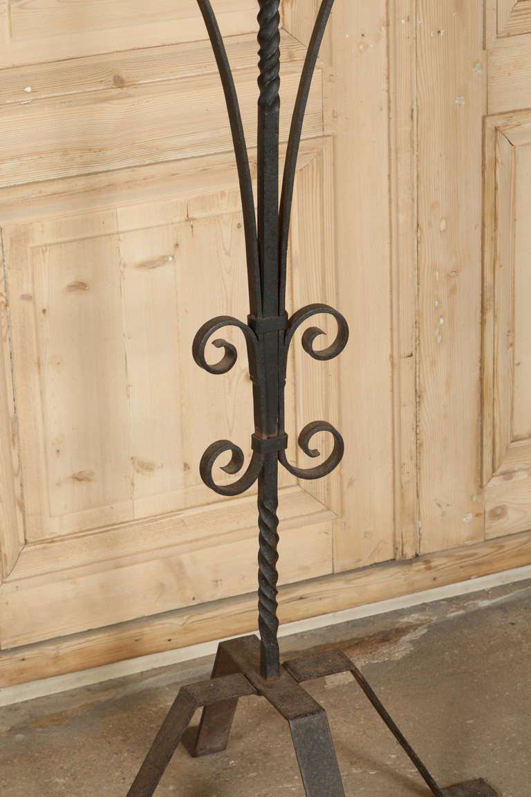 Pair Mid-19th Century French Gothic Iron Torcheres In Excellent Condition In Dallas, TX