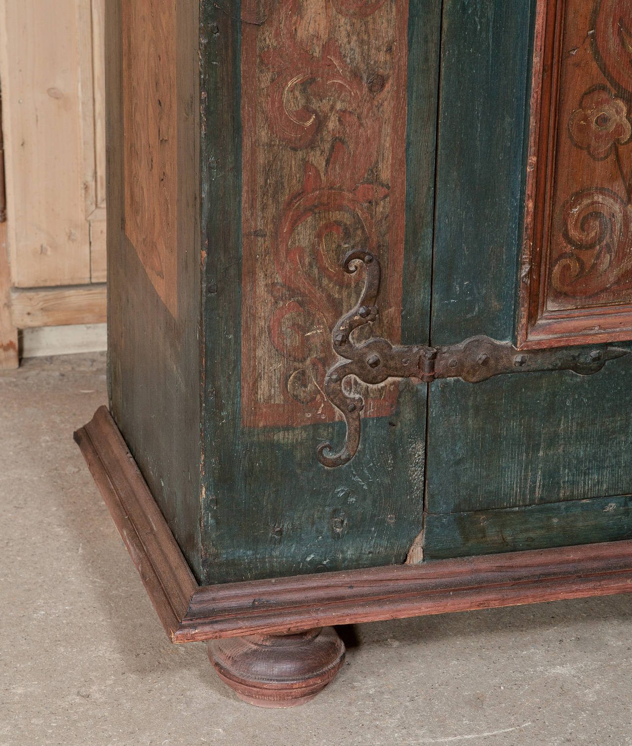 19th Century Rustic Swiss Painted Armoire 1