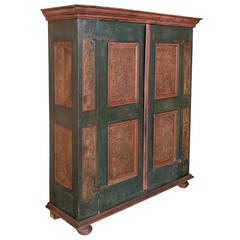 Used 19th Century Rustic Swiss Painted Armoire