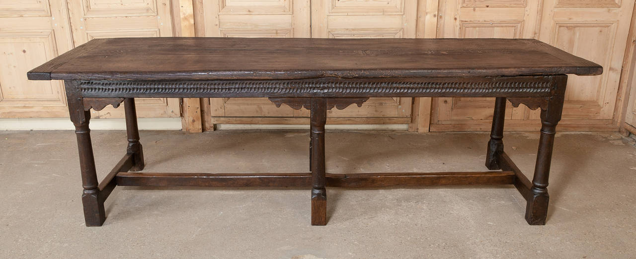 Antique rustic Renaissance table also will make a great conference table,
circa 1870s. 
Measures: 31 H x 99.5 W x 30.5 D.