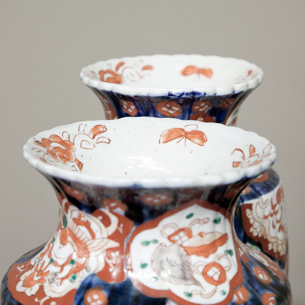 Glazed PAIR 19th Century Imari Vases