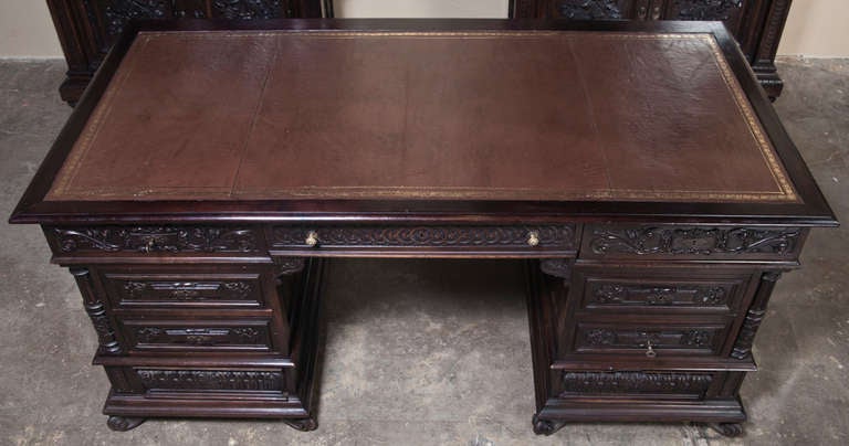 Antique Desk & Pair of Bookcases by Gherardi 1