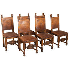Set of Six Italian Renaissance Walnut Chairs
