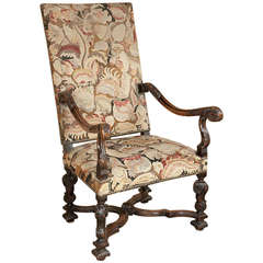 Antique French Louis XIV Tapestry Armchair